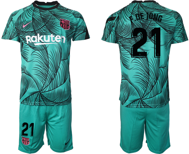 Men 2021 Barcelonagreen training suit #21 soccer jerseys->barcelona jersey->Soccer Club Jersey